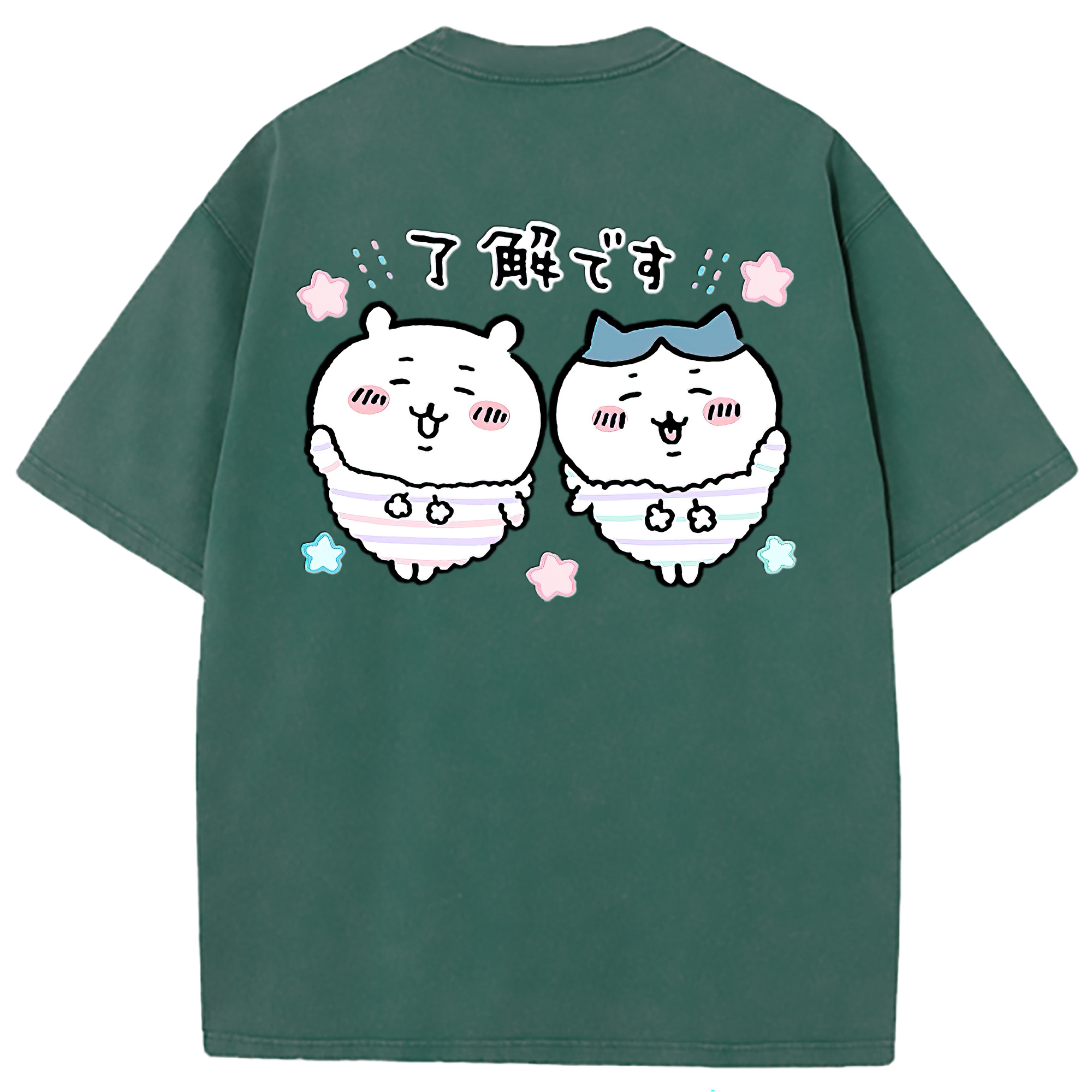 （画像用） ちいかわ ハチワレ Chii-kawa hachiware 綿100% ヴィンテージ風 半袖Tシャツ（背面プリント）